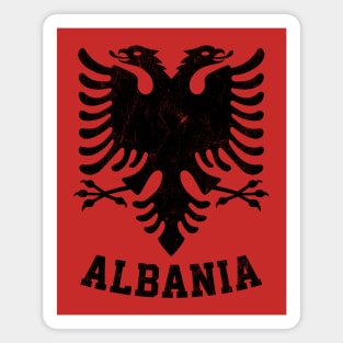 Albania / Faded Vintage Style Eagle Flag Design Magnet